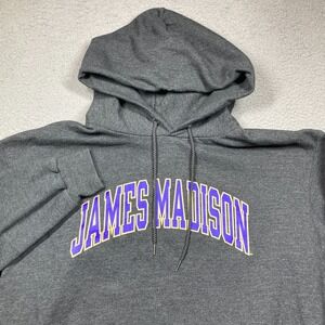 James Madison Dukes University Hoodie Adult Large Gray  Pullover Champion FLAW
